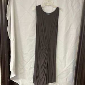 Market & Spruce Gray Asymmetrical Pleated Maxi Dress